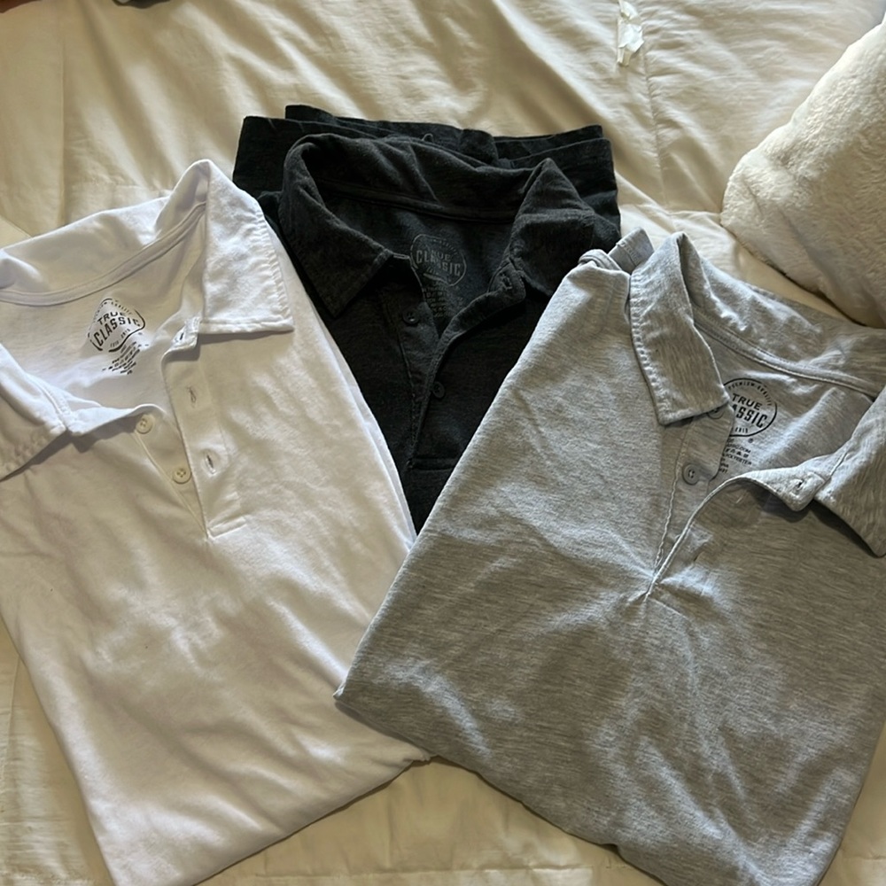 Men's True Classic 3 pack polos -large includes white, gray and black